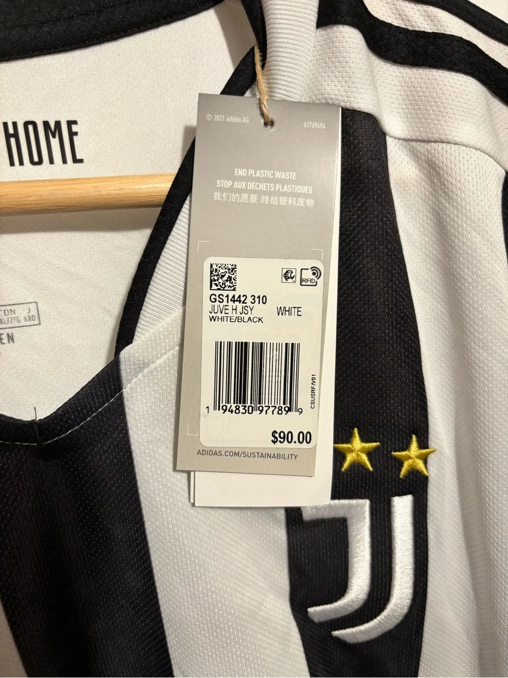 Adidas Juventus Men's Black & White Striped Jersey - Jeep 4x4